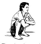 Iluustration of squatting position for bodywork and bioenergetic therapy